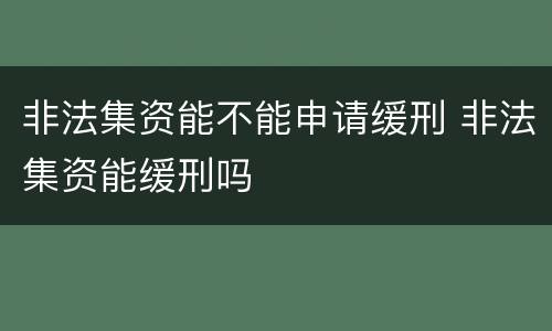 非法集资能不能申请缓刑 非法集资能缓刑吗