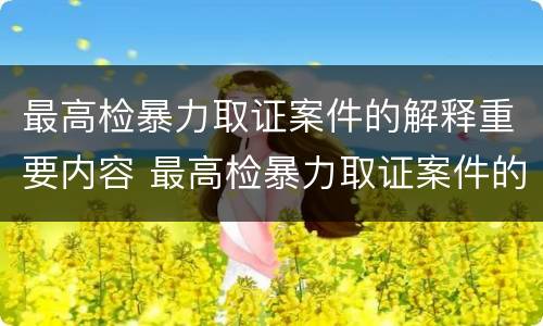 最高检暴力取证案件的解释重要内容 最高检暴力取证案件的解释重要内容是什么