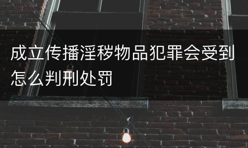成立传播淫秽物品犯罪会受到怎么判刑处罚