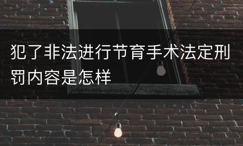 犯了非法进行节育手术法定刑罚内容是怎样
