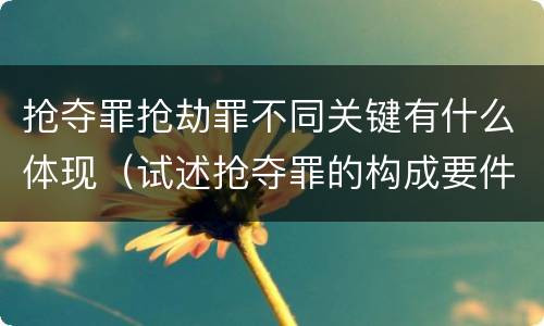 抢夺罪抢劫罪不同关键有什么体现（试述抢夺罪的构成要件以及与抢劫罪的区别）