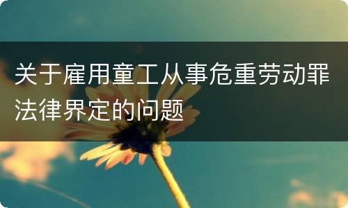 关于雇用童工从事危重劳动罪法律界定的问题