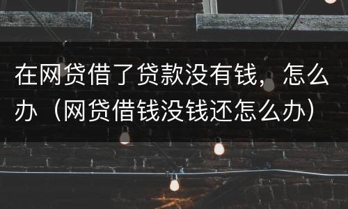 在网贷借了贷款没有钱，怎么办（网贷借钱没钱还怎么办）
