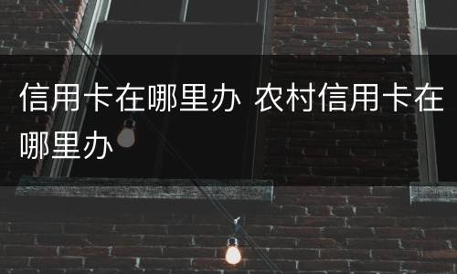 信用卡在哪里办 农村信用卡在哪里办