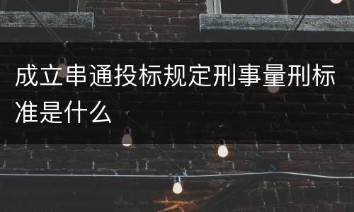 成立串通投标规定刑事量刑标准是什么