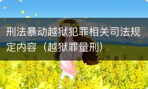 刑法暴动越狱犯罪相关司法规定内容（越狱罪量刑）