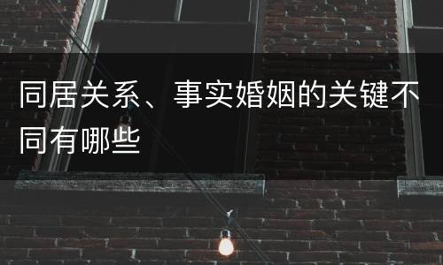 同居关系、事实婚姻的关键不同有哪些