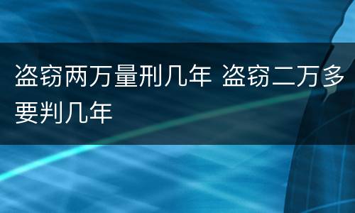 盗窃两万量刑几年 盗窃二万多要判几年