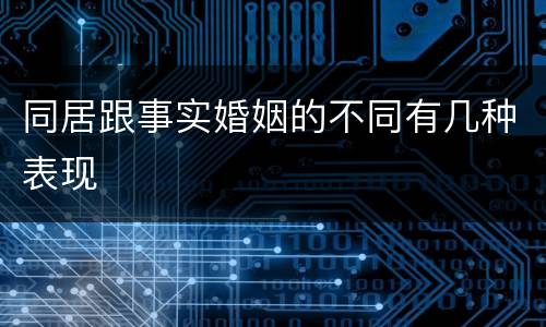 同居跟事实婚姻的不同有几种表现