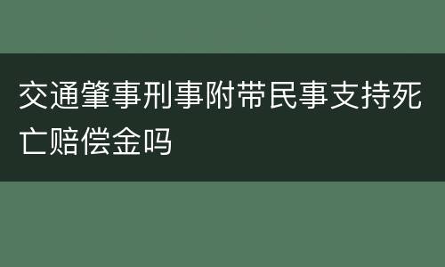交通肇事刑事附带民事支持死亡赔偿金吗