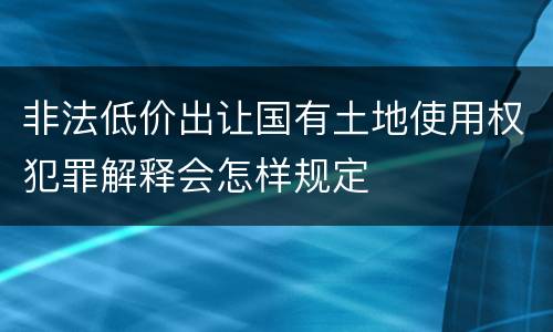 非法低价出让国有土地使用权犯罪解释会怎样规定
