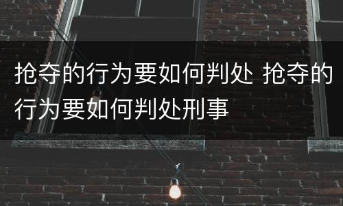 抢夺的行为要如何判处 抢夺的行为要如何判处刑事