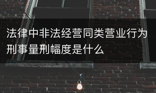 法律中非法经营同类营业行为刑事量刑幅度是什么