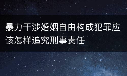 暴力干涉婚姻自由构成犯罪应该怎样追究刑事责任