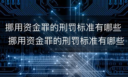 挪用资金罪的刑罚标准有哪些 挪用资金罪的刑罚标准有哪些内容