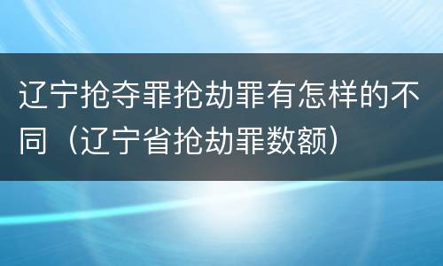 辽宁抢夺罪抢劫罪有怎样的不同（辽宁省抢劫罪数额）