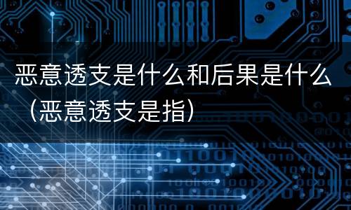 恶意透支是什么和后果是什么（恶意透支是指）