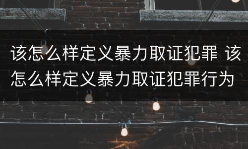 该怎么样定义暴力取证犯罪 该怎么样定义暴力取证犯罪行为