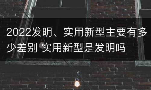 2022发明、实用新型主要有多少差别 实用新型是发明吗