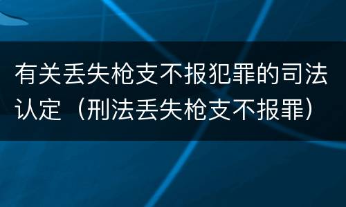 有关丢失枪支不报犯罪的司法认定（刑法丢失枪支不报罪）