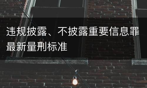 违规披露、不披露重要信息罪最新量刑标准