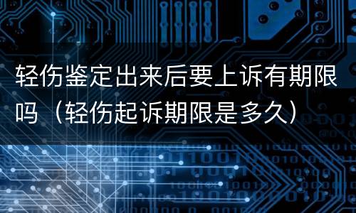 轻伤鉴定出来后要上诉有期限吗（轻伤起诉期限是多久）