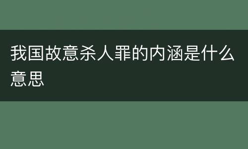 我国故意杀人罪的内涵是什么意思