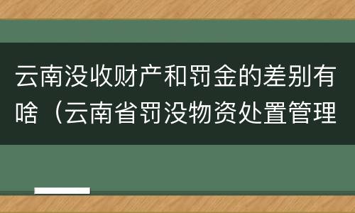 云南没收财产和罚金的差别有啥（云南省罚没物资处置管理办法）