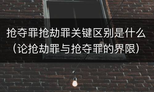抢夺罪抢劫罪关键区别是什么（论抢劫罪与抢夺罪的界限）