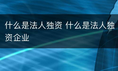 什么是法人独资 什么是法人独资企业