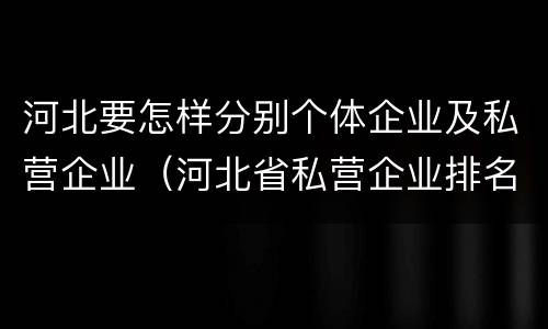 河北要怎样分别个体企业及私营企业（河北省私营企业排名）