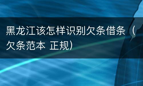 黑龙江该怎样识别欠条借条（欠条范本 正规）