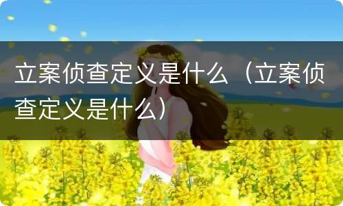 立案侦查定义是什么（立案侦查定义是什么）