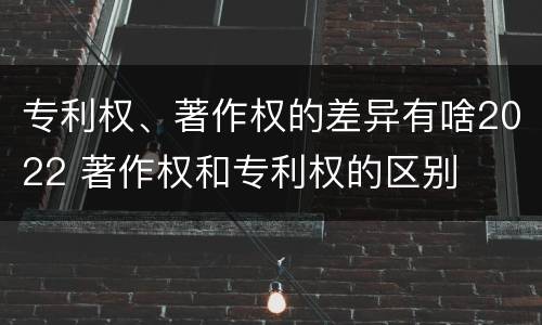 专利权、著作权的差异有啥2022 著作权和专利权的区别