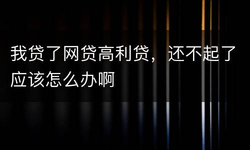 我贷了网贷高利贷，还不起了应该怎么办啊