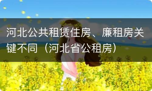 河北公共租赁住房、廉租房关键不同（河北省公租房）