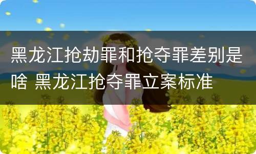 黑龙江抢劫罪和抢夺罪差别是啥 黑龙江抢夺罪立案标准
