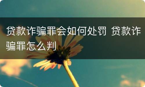 贷款诈骗罪会如何处罚 贷款诈骗罪怎么判