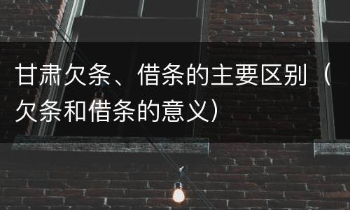 甘肃欠条、借条的主要区别（欠条和借条的意义）