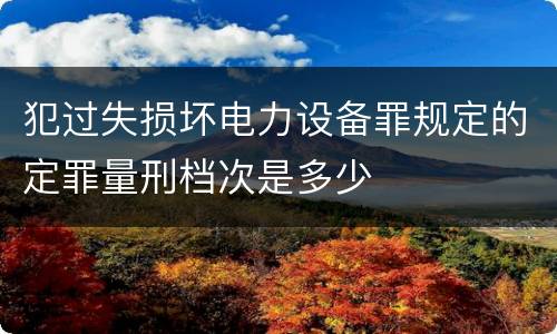 犯过失损坏电力设备罪规定的定罪量刑档次是多少