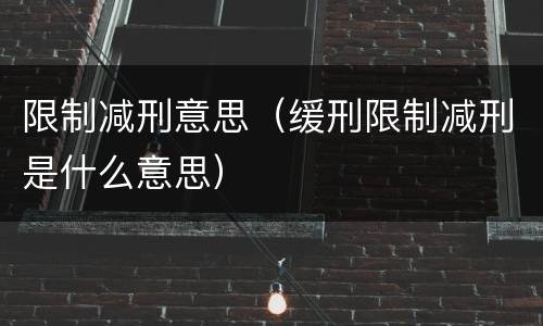 限制减刑意思（缓刑限制减刑是什么意思）