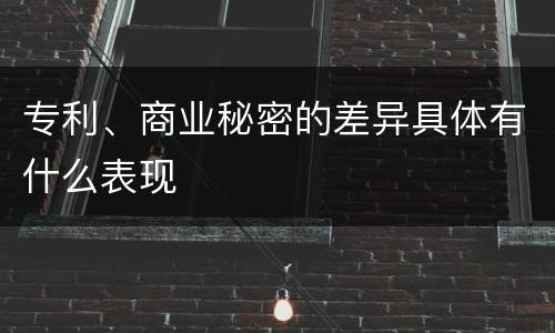 专利、商业秘密的差异具体有什么表现