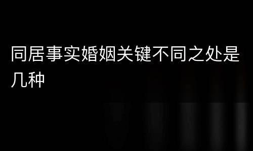 同居事实婚姻关键不同之处是几种