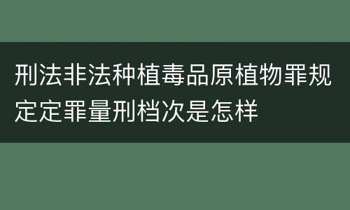 刑法非法种植毒品原植物罪规定定罪量刑档次是怎样