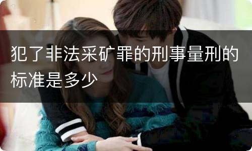 犯了非法采矿罪的刑事量刑的标准是多少