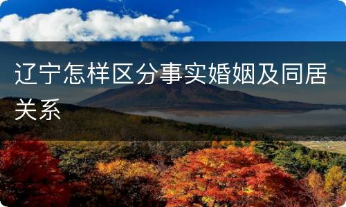 辽宁怎样区分事实婚姻及同居关系