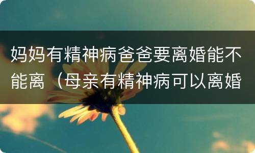 妈妈有精神病爸爸要离婚能不能离（母亲有精神病可以离婚吗）