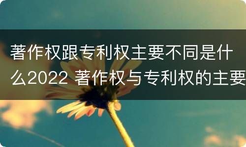 著作权跟专利权主要不同是什么2022 著作权与专利权的主要区别是什么?