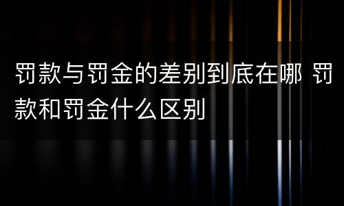 罚款与罚金的差别到底在哪 罚款和罚金什么区别