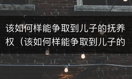 该如何样能争取到儿子的抚养权（该如何样能争取到儿子的抚养权和抚养权）